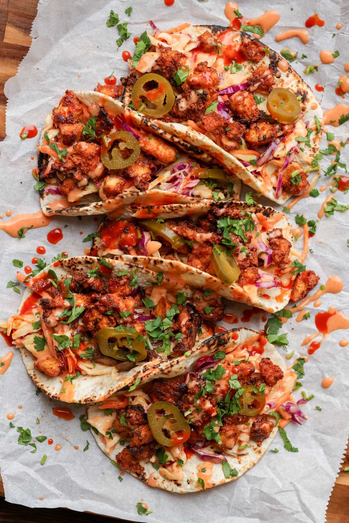 Vegānu taco ar korejiešu Gochujang pastu